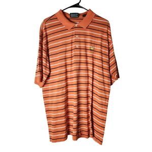 Masters Collection Mens Polo Shirt Size XL Orange Stripe Golf Short Sleeve